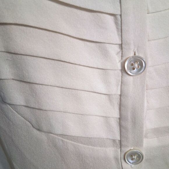 Tory Burch Cream Button Down Mandarin Collar Top Size 6 - Picture 8 of 11